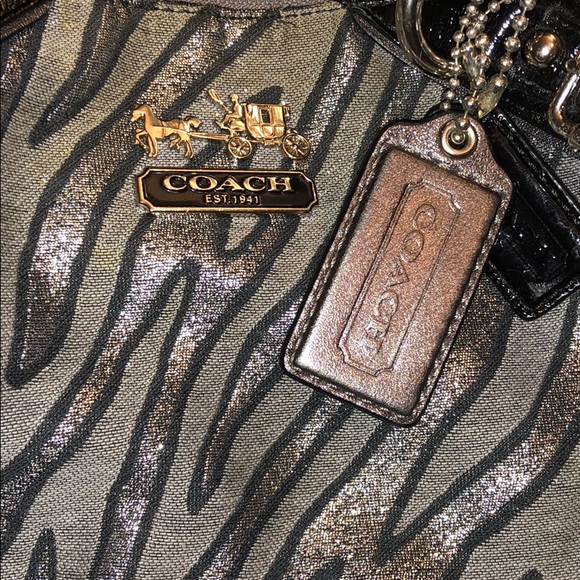 Striped Coach Bag. Never used! - Picture 6 of 7